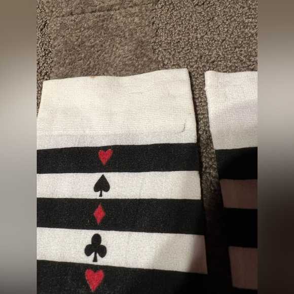 Black & White Striped Card Suits Tights-Socks Knee-High Alice Halloween Goth - Picture 4 of 9